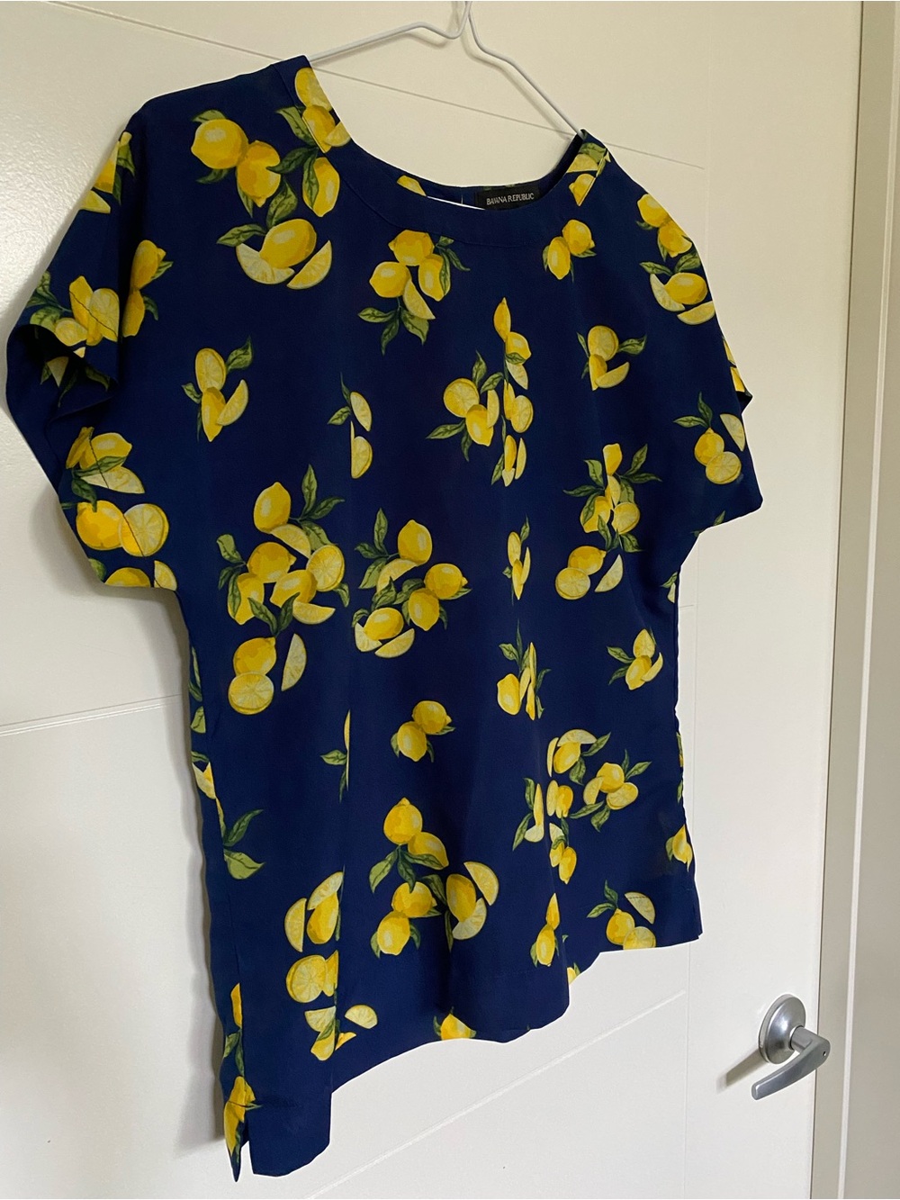 Banana Republic Navy Top with Yellow Lemon Print